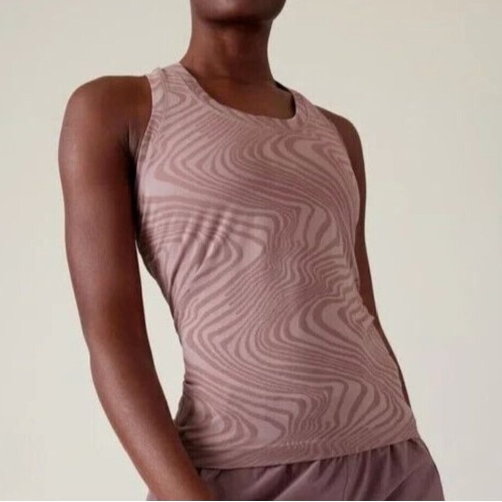 Athleta Momentum Seamless Racerback Tank Top Mauve Marble Swirl Print NWT